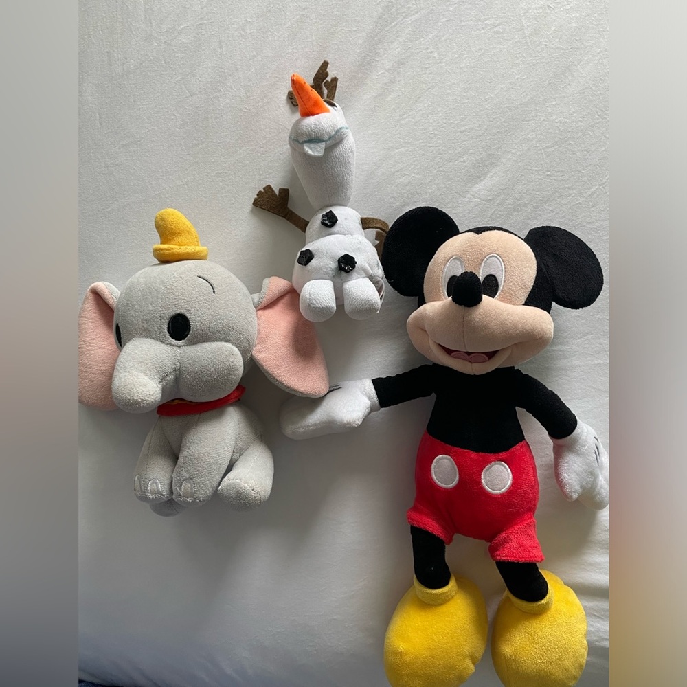 Disney Plush - baby dumbo, TY Olaf, Mickey Mouse